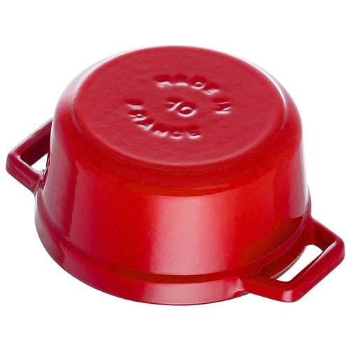 STAUB كوكوت صغيرة مستديرة من حديد الزهر سعة 0.25 لتر - كرز، صنع في فرنسا - Image 3