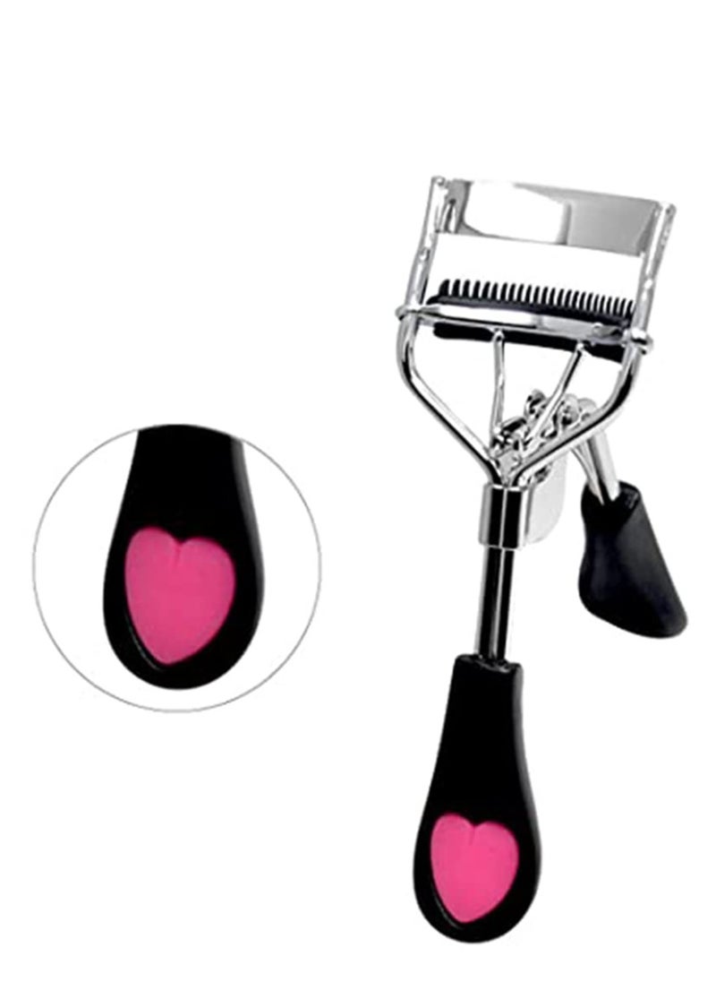 Generic - Eyelash Curler, Lashes Curler Clip with Built in Comb Eye Lash Curler Lash Tool with Brush Mini Small Best Eyelash Curler with Lash Separator Refill Pads Portable Compact Makeup Curler (Black) - Image 1