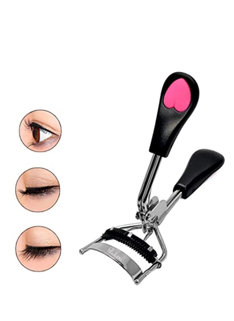 Generic - Eyelash Curler, Lashes Curler Clip with Built in Comb Eye Lash Curler Lash Tool with Brush Mini Small Best Eyelash Curler with Lash Separator Refill Pads Portable Compact Makeup Curler (Black) - Image 1