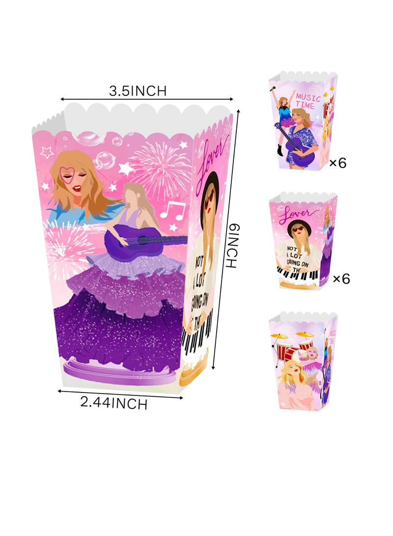 Excefore 24 PCS Singer Theme Party Popcorn Boxes, 4 Types Singer Theme Birthday Party Supplies, Singer Theme Paper Popcorn Box, Gift Bags Kids, Candy Treat Bag for Birthday, Wedding, Bridal Shower - Image 2