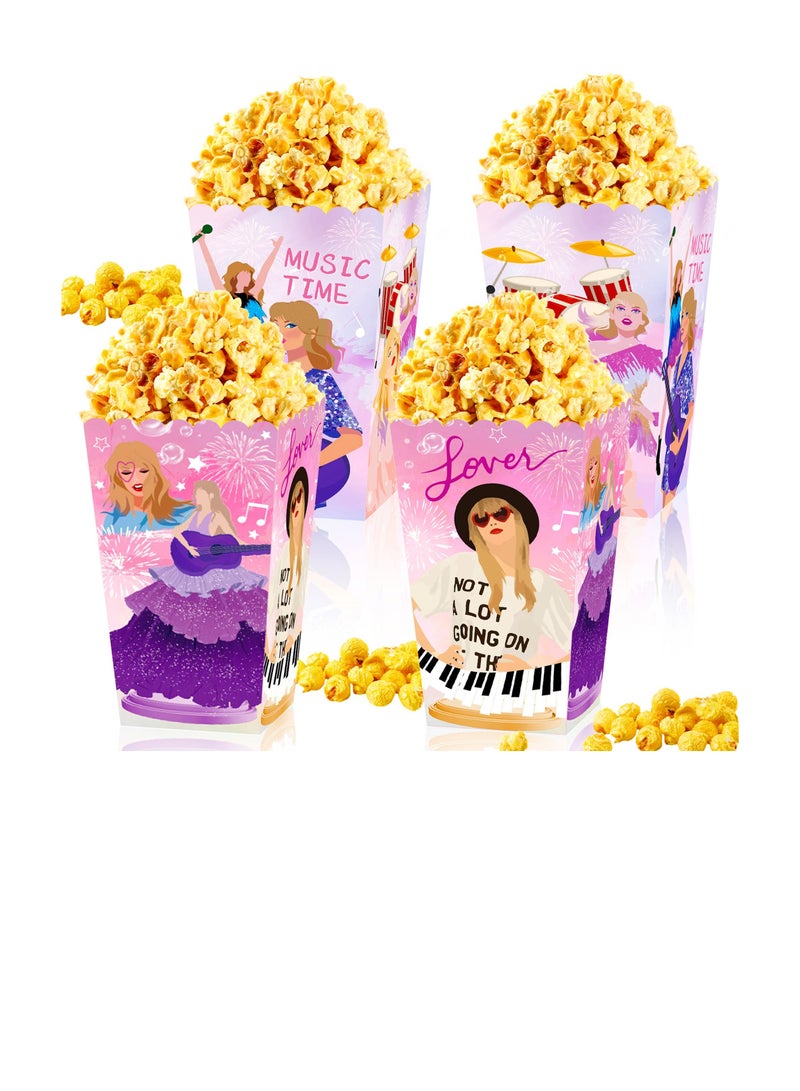 Excefore 24 PCS Singer Theme Party Popcorn Boxes, 4 Types Singer Theme Birthday Party Supplies, Singer Theme Paper Popcorn Box, Gift Bags Kids, Candy Treat Bag for Birthday, Wedding, Bridal Shower - Image 1