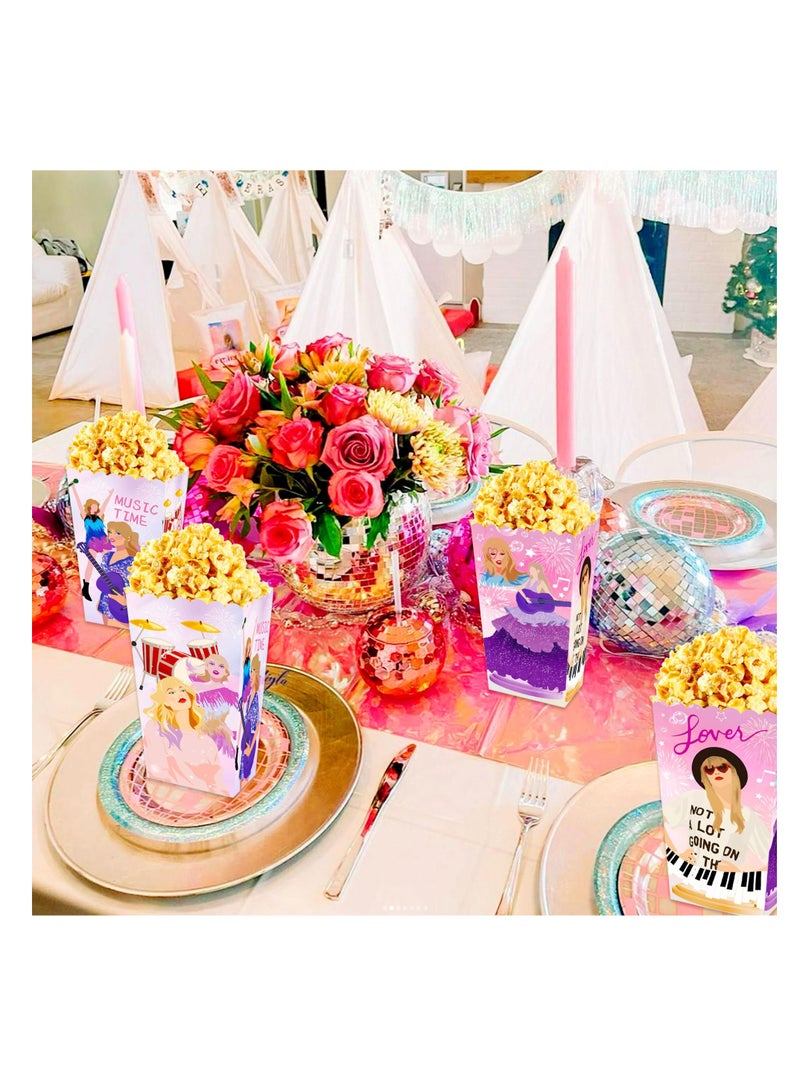 Excefore 24 PCS Singer Theme Party Popcorn Boxes, 4 Types Singer Theme Birthday Party Supplies, Singer Theme Paper Popcorn Box, Gift Bags Kids, Candy Treat Bag for Birthday, Wedding, Bridal Shower - Image 3