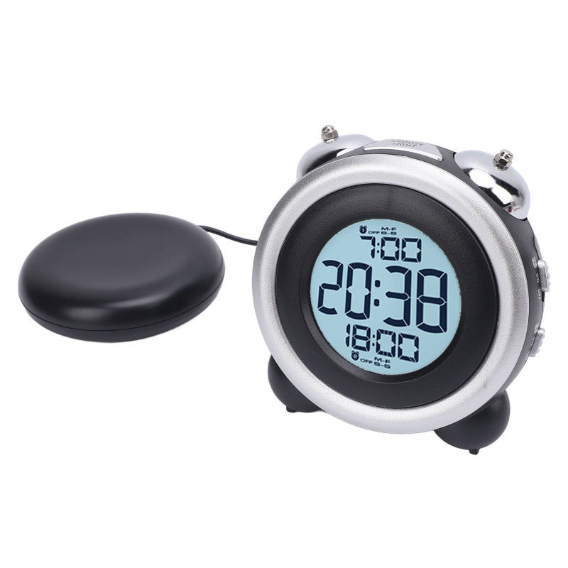 Palm Sized Vibrating Alarm Clock with Wired Bed Shaker - Adjustable Volume LED Display Alarm Clock for Heavy Sleepers Students - Image 2