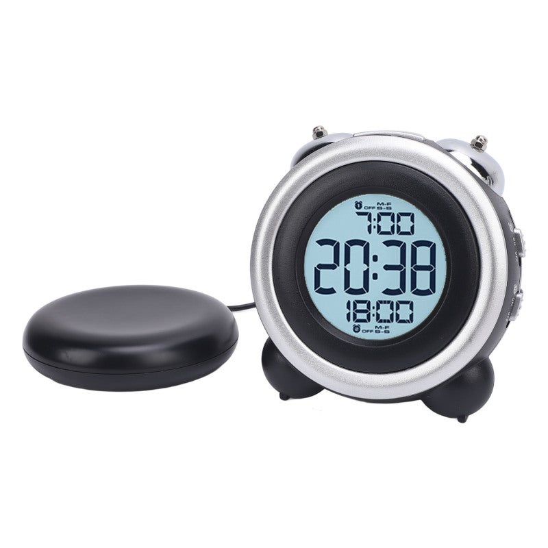 Palm Sized Vibrating Alarm Clock with Wired Bed Shaker - Adjustable Volume LED Display Alarm Clock for Heavy Sleepers Students - Image 3
