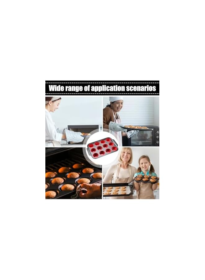 S-TOP Silicone Muffin Pans 12 Regular Size Egg Bite Molds with Metal Frame Muffin Tins Easy to Pop?Nonstick?Non Toxic for Bakeware Baking Oven?Red:15.75"*10.75"? - Image 2