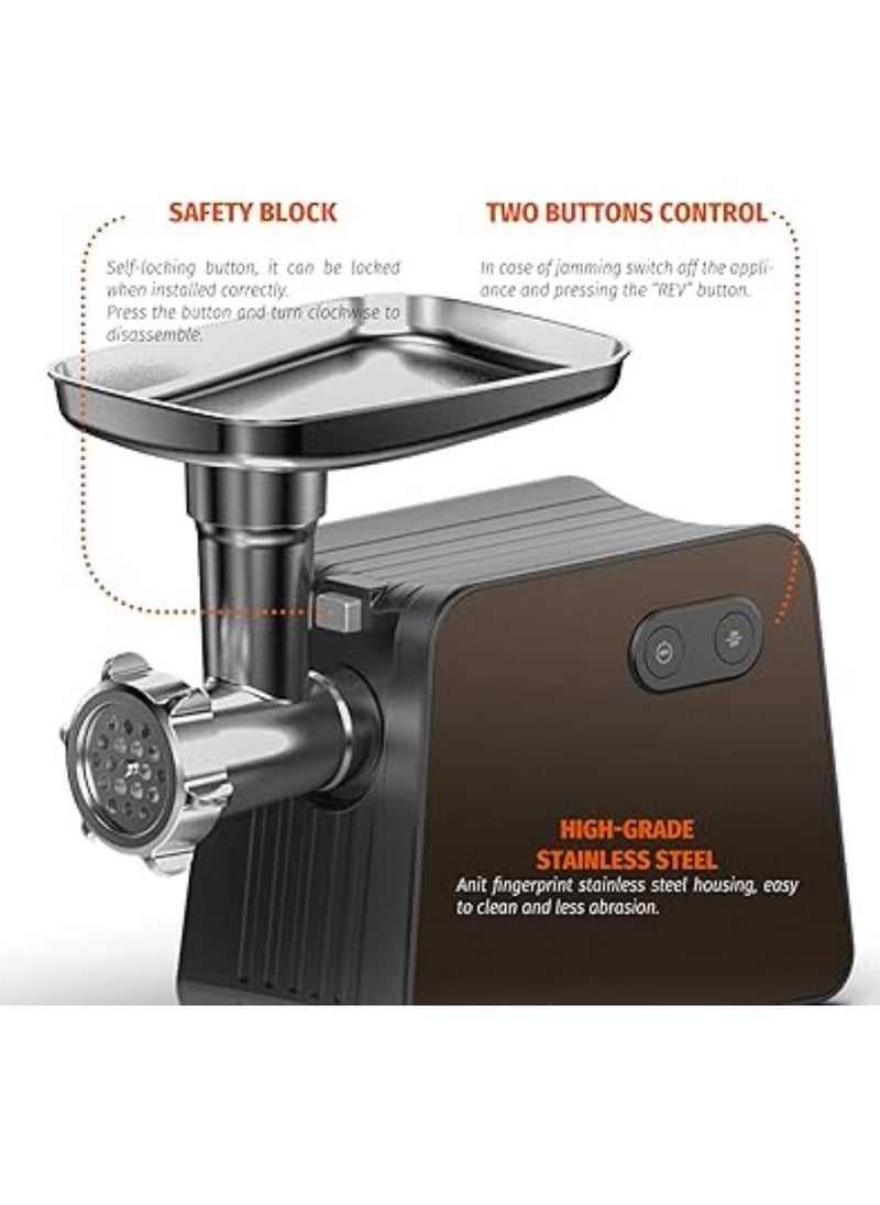Generic - Electric Meat Grinder with 3 Size Sausage Stuffer Tubes & a Kubbe Kit, 2200W Meat Grinder for Home Use, 5.5LBS/Min Meat Mincer - Image 1