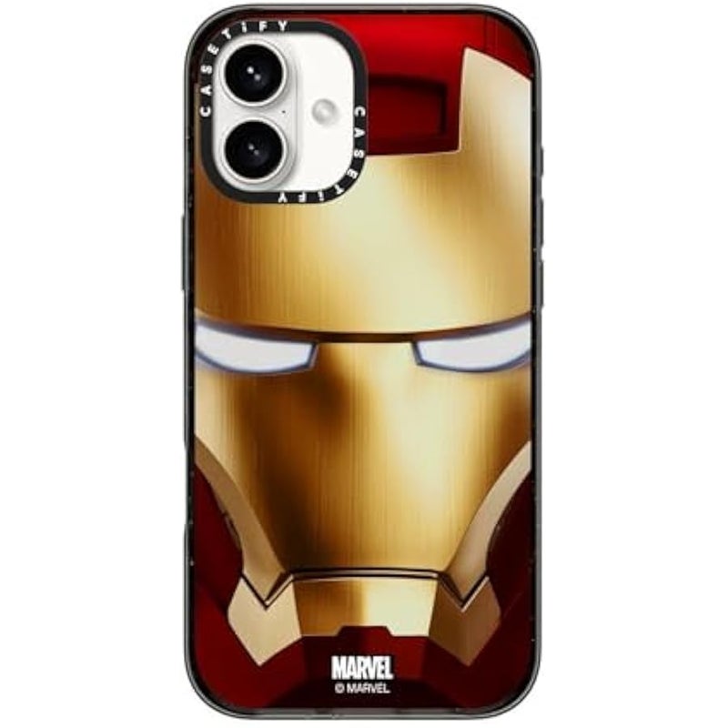 Casetify Impact iPhone 16 Plus Case 【Iron Man Co-Lab / 4X Military Grade Drop Tested / 8.2ft Drop Protection/Compatible with Magsafe】 - Iron Man Hero Mask - Clear Black - Image 1