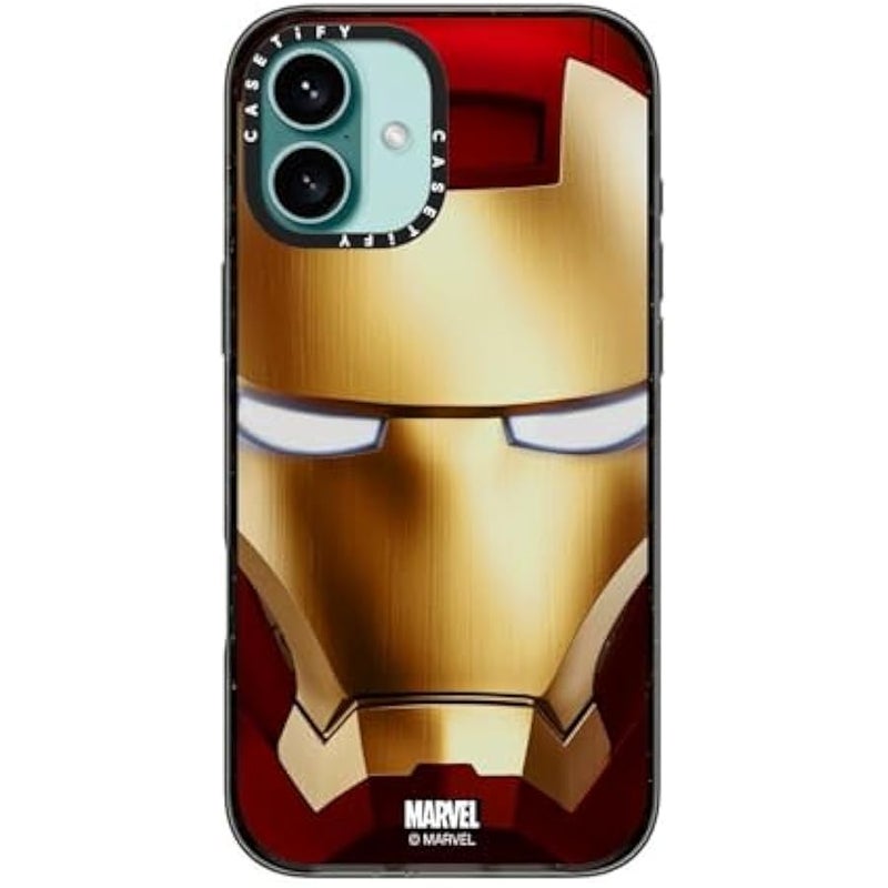 Casetify Impact iPhone 16 Plus Case 【Iron Man Co-Lab / 4X Military Grade Drop Tested / 8.2ft Drop Protection/Compatible with Magsafe】 - Iron Man Hero Mask - Clear Black - Image 4