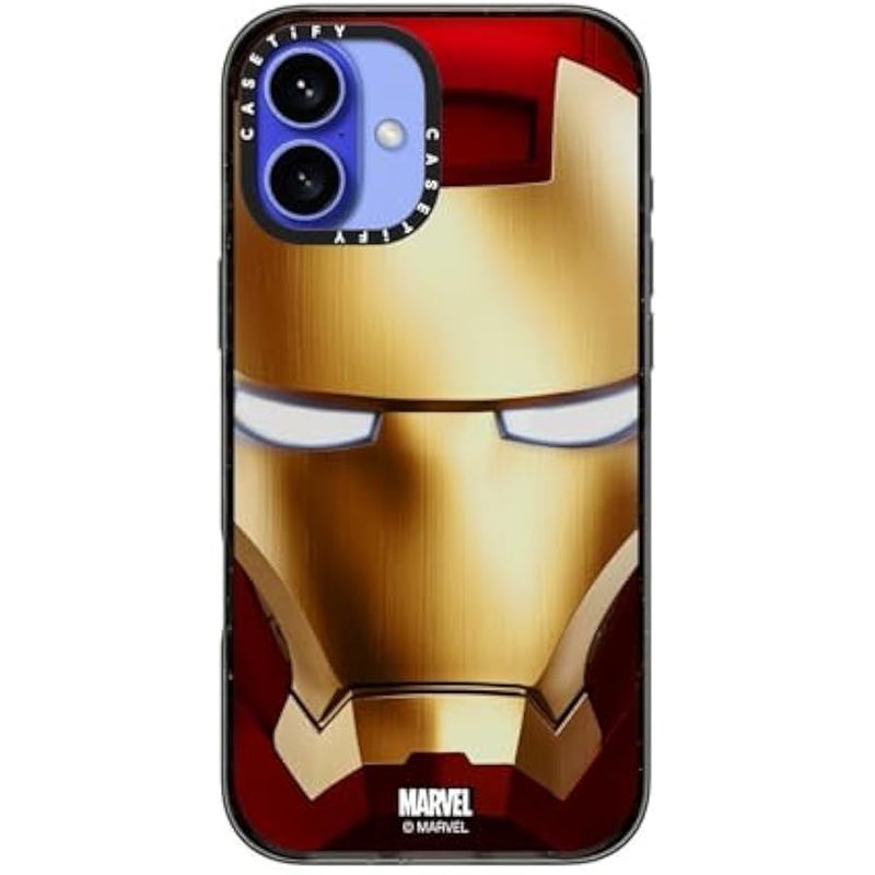 Casetify Impact iPhone 16 Plus Case 【Iron Man Co-Lab / 4X Military Grade Drop Tested / 8.2ft Drop Protection/Compatible with Magsafe】 - Iron Man Hero Mask - Clear Black - Image 3