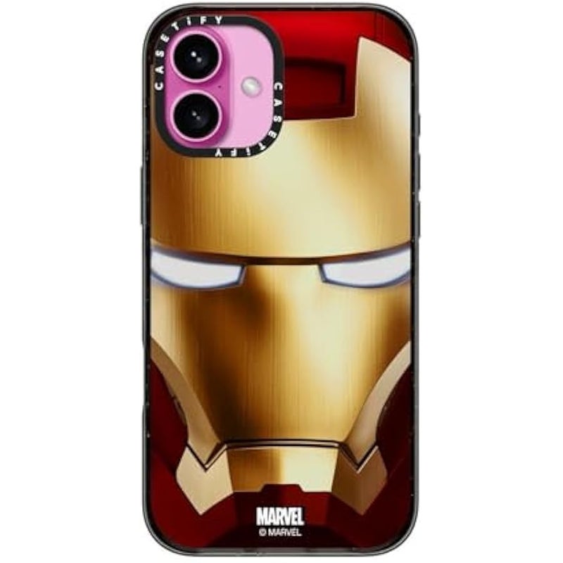 Casetify Impact iPhone 16 Plus Case 【Iron Man Co-Lab / 4X Military Grade Drop Tested / 8.2ft Drop Protection/Compatible with Magsafe】 - Iron Man Hero Mask - Clear Black - Image 2