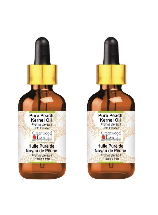 Greenwood Essential Pure Peach Kernel Oil (Prunus persica) with Glass Dropper | Cold Pressed | Natural | Undiluted | For Diluting Essential Oils | For Skin & Massage | Men & Women | 100ml X 2 - Image 1