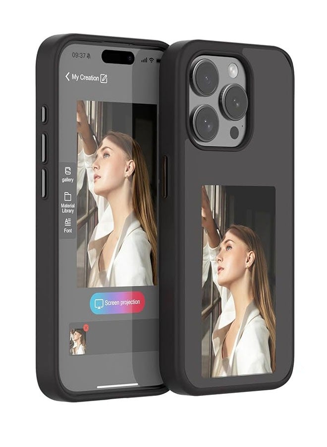 حافظة هاتف ذكية بشاشة حبر NFC 2024، غلاف جهاز عرض AI لجهاز iPhone 15 Pro Max/15 Pro/15 Plus/15، صورة عرض حبر على غلاف الهاتف - Image 1