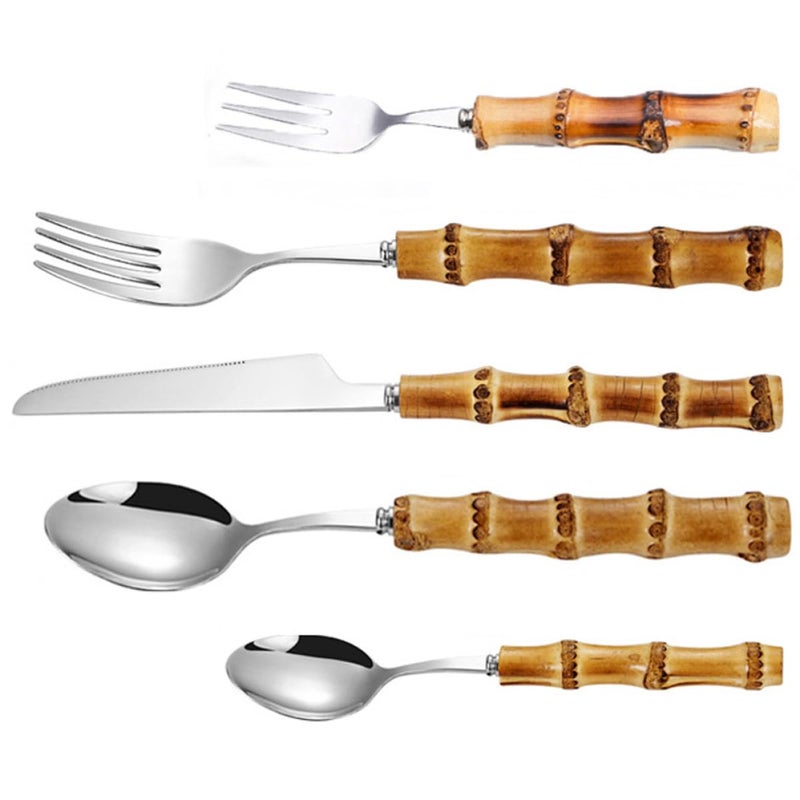Stainless Steel 5 Piece Steak Fork Spoon Tableware Set For Restaurant And Home Use - Image 2