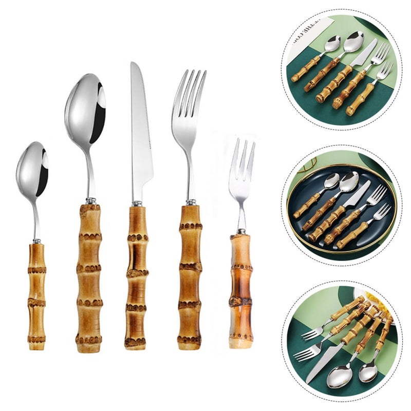 Stainless Steel 5 Piece Steak Fork Spoon Tableware Set For Restaurant And Home Use - Image 4