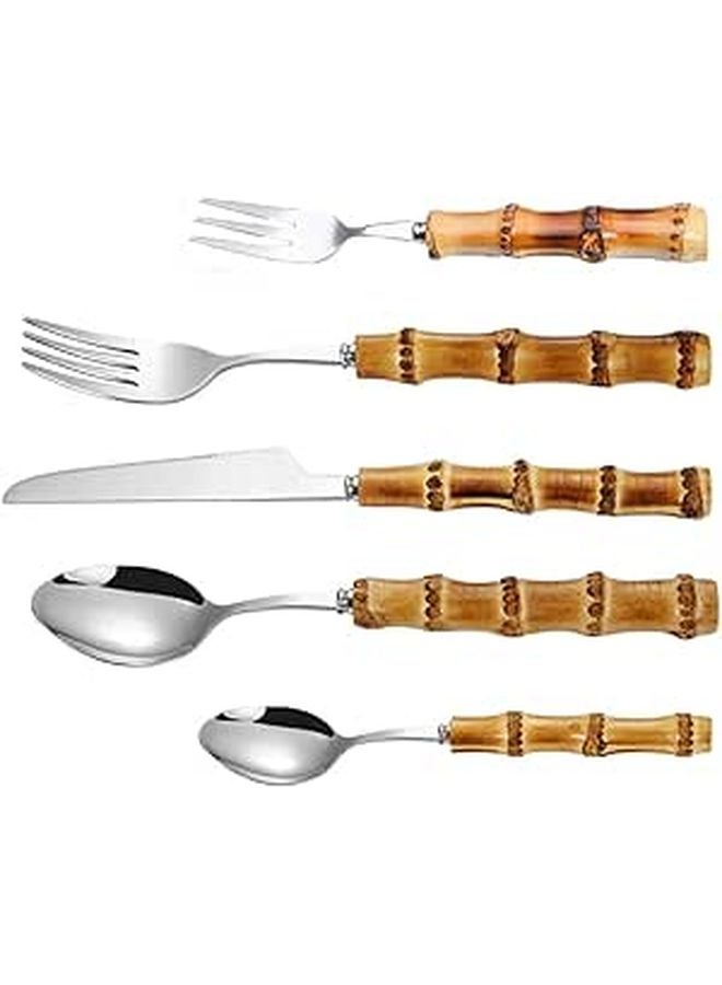 Stainless Steel 5 Piece Steak Fork Spoon Tableware Set For Restaurant And Home Use - Image 1