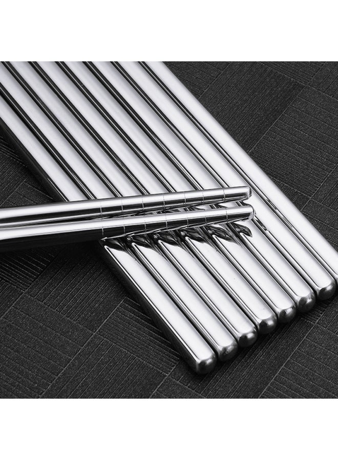 Spot Korean Stainless Steel Chopsticks Square Household Anti-scald Anti-slip Children Adult Stainless Steel Chopsticks Set-Color: 5 Pairs Of Color Cards-Specifications:22.5CM  - Image 1