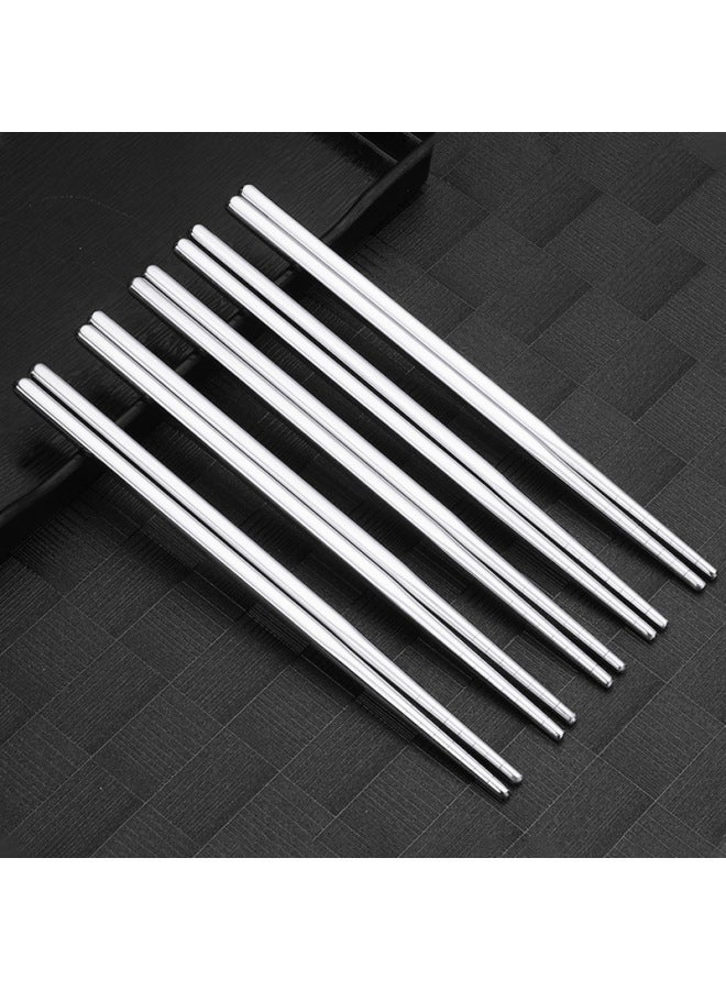 Spot Korean Stainless Steel Chopsticks Square Household Anti-scald Anti-slip Children Adult Stainless Steel Chopsticks Set-Color: 5 Pairs Of Color Cards-Specifications:22.5CM  - Image 4