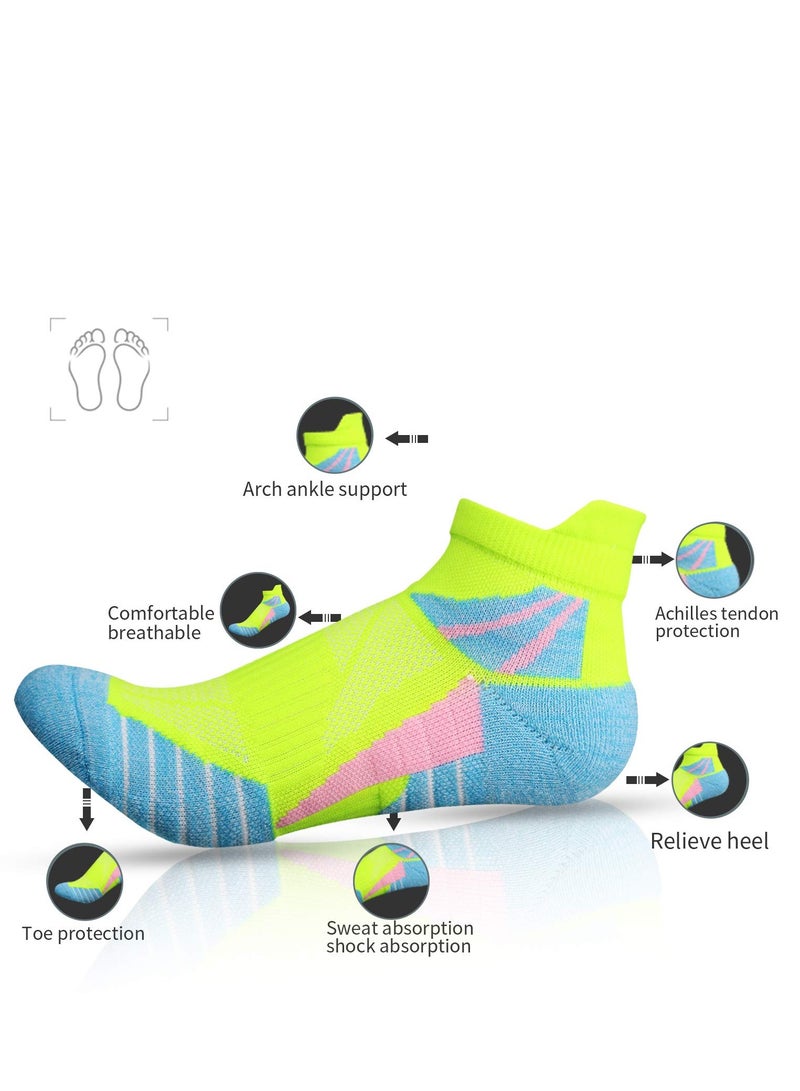 Zikra 2 Pairs of Women's Running Socks - Anti-Blister, Sweat-Wicking, Lightweight, Breathable Athletic Socks in Rose Pink & Fluorescent Green (UK 4-7 / EU 35-40) - Image 2