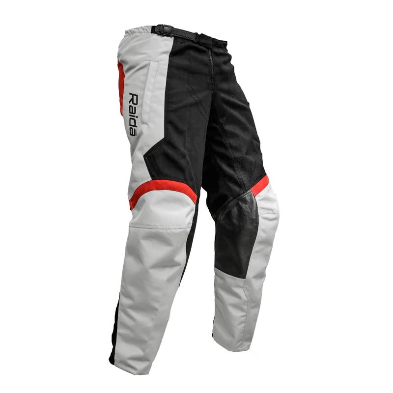 Raida Men Trailcraft Off-Road Mid Rise Slim Pants | MX & Trail Ride | Lightweight | Abrasion-Resitant Fabric | Heat Sheild Panel | (XXXL, Grey/Red) - Image 1