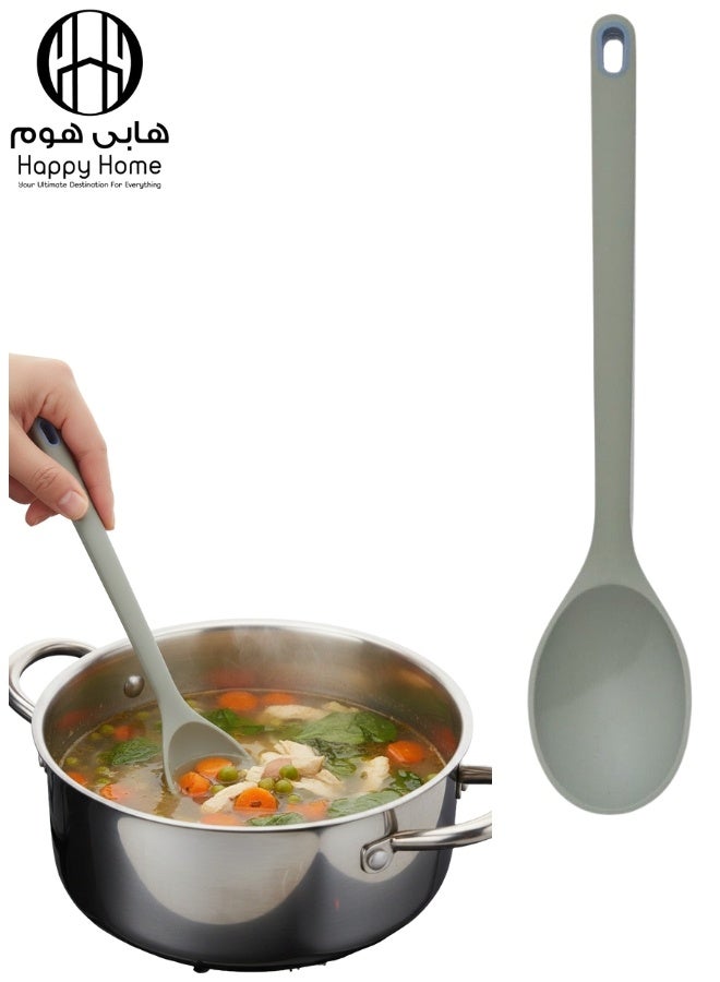 Happy Home Non-Perforated Cooking Spoon Silicone Non-Stick Kitchen Cookware Heat Resistant Silicone Kitchen Tools 34cm - Image 1