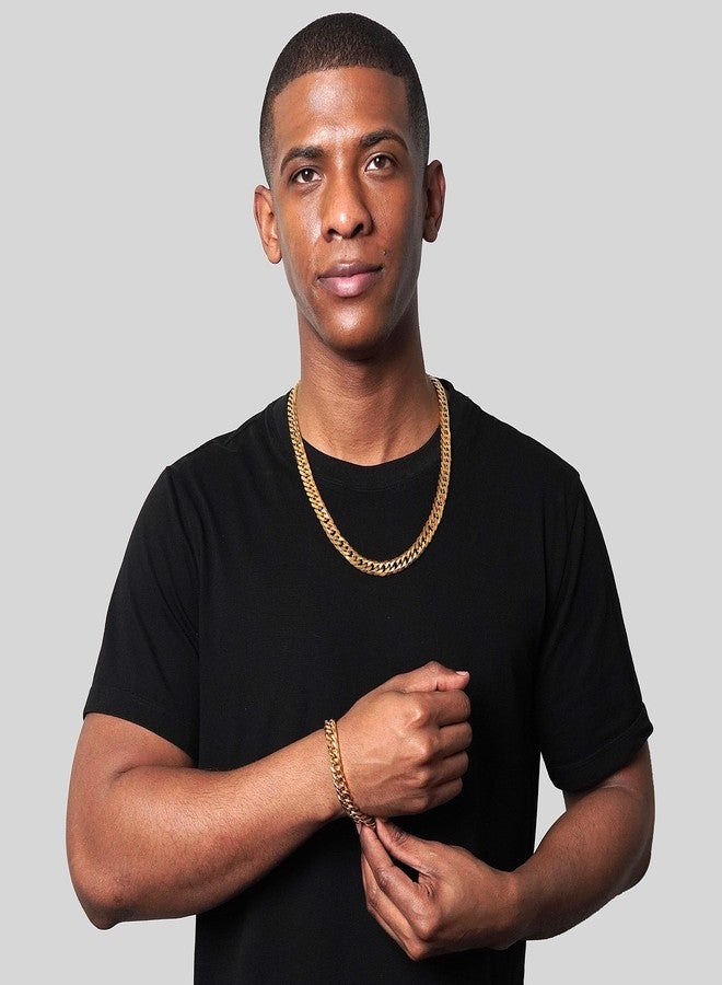 إنفيكتا طقم سوار وقلادة ذهبية للرجال من إنفيكتا للمجوهرات، بتصميم سلسلة مزدوجة - Image 4