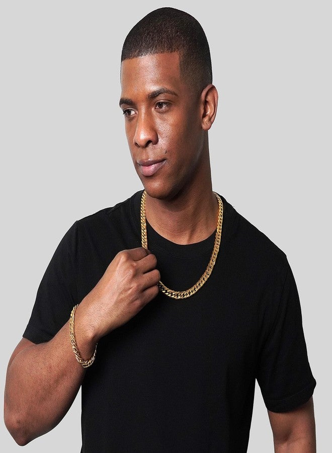 إنفيكتا طقم سوار وقلادة ذهبية للرجال من إنفيكتا للمجوهرات، بتصميم سلسلة مزدوجة - Image 2