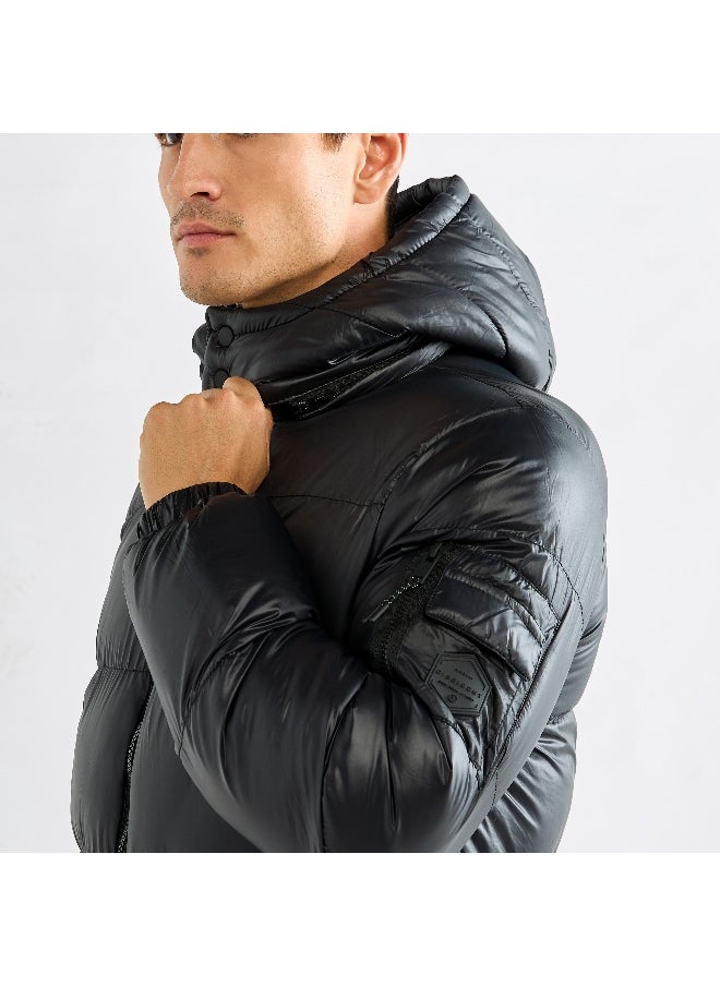 FAV - Solid Zip Through Puffer Jacket with Hood and Pockets - Image 1