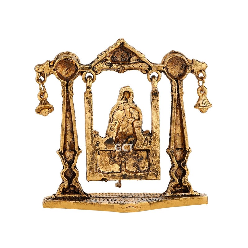 GCT Shirdi SAI Baba on Jhula Idol B199 Antique Gold Metal Statue for Car Dashboard Home Dcor Mandir Pooja Murti Temple Puja Office Table Showpiece - Image 5