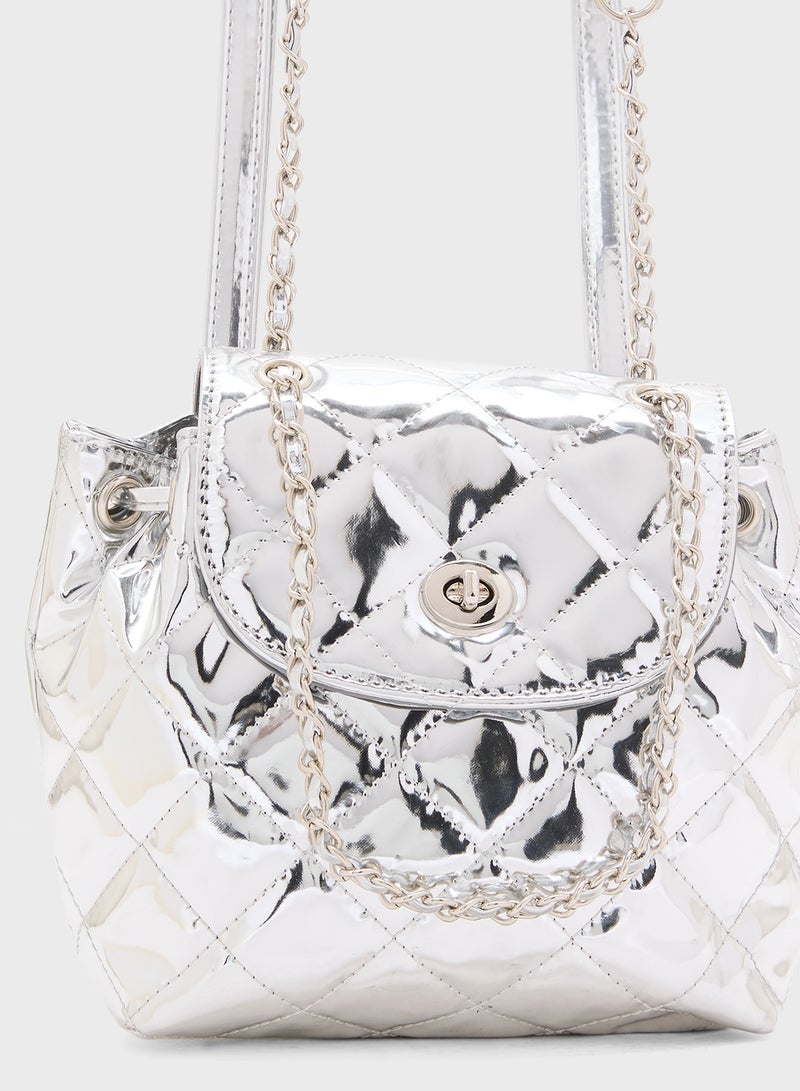 Ginger Quilted Metallic Mini Backpack  - Image 4