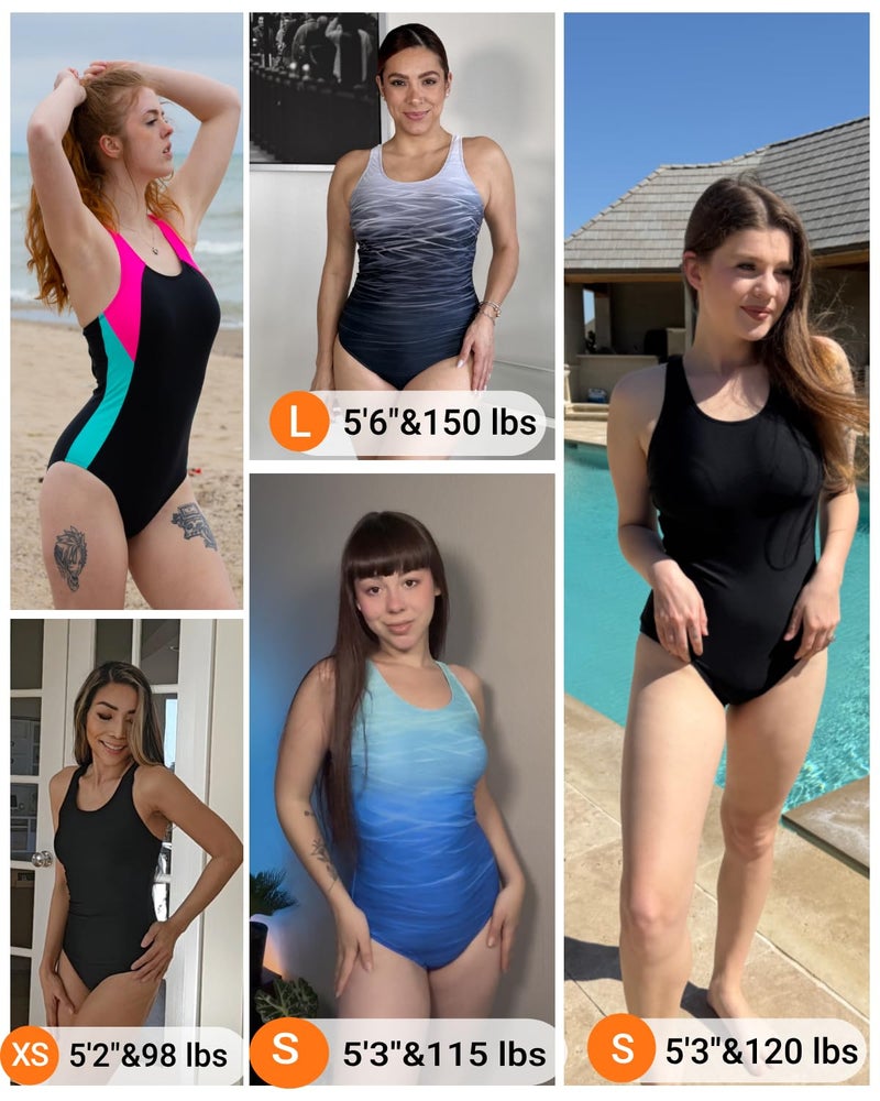Tempt Me Black Women Athletic One Piece Swimsuits Sporty Racerback Bathing Suits Full Coverage Modest Swimwear M - Image 5