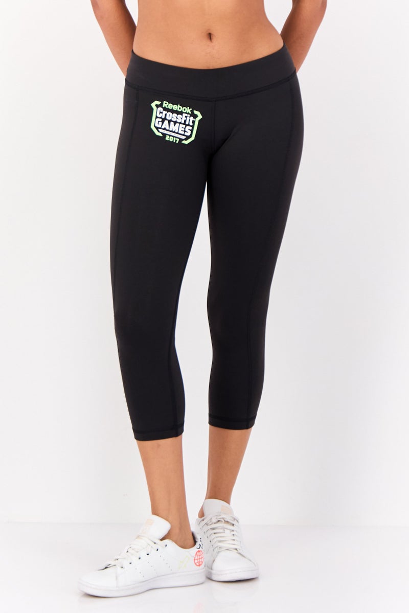 Reebok Women Sportswear Fit 3/4 Running Leggings, Black - Image 1