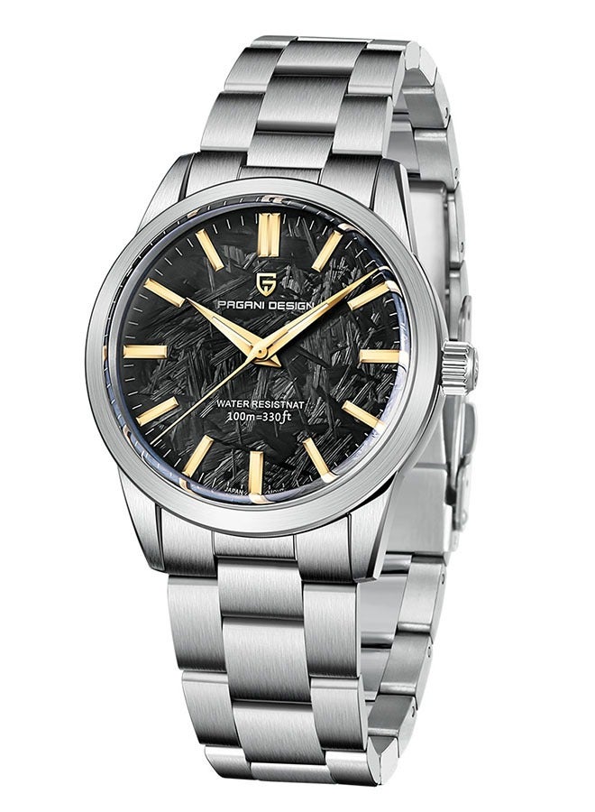 باغاني ديزاين بي دي 1734 كوارتز ساعات رجالية 40 مللي متر كامل الفولاذ المقاوم للصدأ في إتش 31 حركة الأعمال مقاوم للماء ساعات المعصم للرجال ، فضي أسود - Image 1