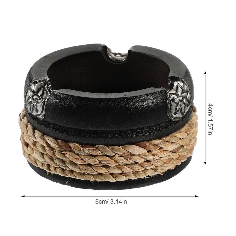 Vintage Wooden Ashtray Black Compact Natural Design for Home Office Bar - Image 3