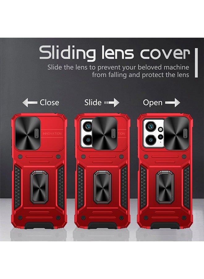 SNBFA Redmi Note 12 4G Case with Slide Camera Lens Cover,Heavy Duty Rugged Shockproof Cover Built-in 360° Ring Stand Protective Phone Case for POCO X5 5G  - Image 3