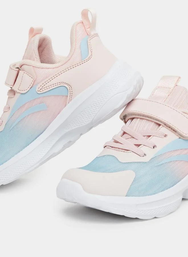 Styli Active Girls Textured Panel Hook and Loop Sneakers