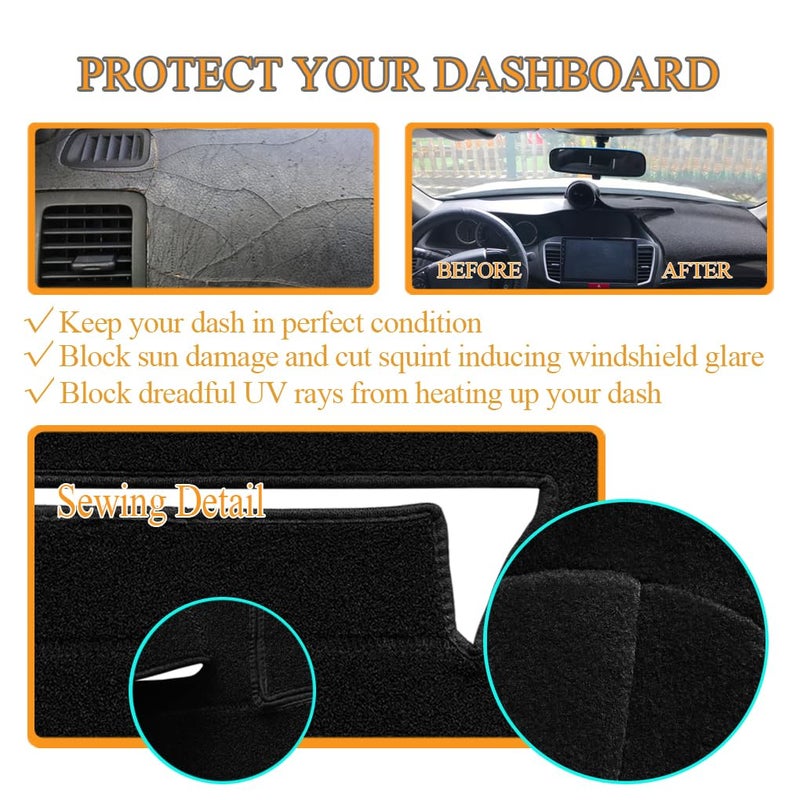 Yiz Dash Cover Mat Pad Carpet Custom Fit for Nissan Frontier 2005-2021/Xterra 2005-2015/Pathfinder 2005-2012, 2009-2012 Suzuki Equator Dashboard Pad Cap Carpet Protector (Black) Y66 - Image 4