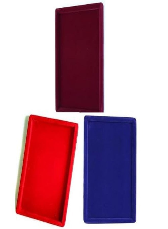 SENTONI Velvet Jewelry Tray, Grids Large Storage Tray 12 * 9 Bracelet Bangle Beads Display Combo (maroon-red-blue-combo, 12 * 9 size) - Image 1