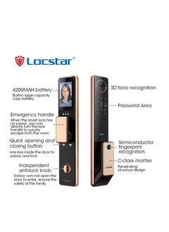 Locstar S61 Smart Door Lock with Doorbell - WiFi, Tuya App, Fingerprint, IC Card, Password & Key Access - Home Security Enhanced (Grey)  - Image 2