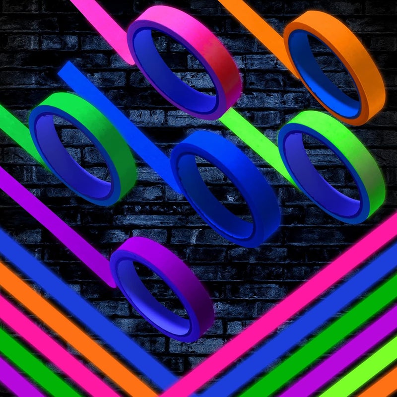 Whaline 6 Colors Neon Gaffer Cloth Tape, Fluorescent UV Blacklight Tape for UV Party (0.6 inch x 60 feet) - Image 4
