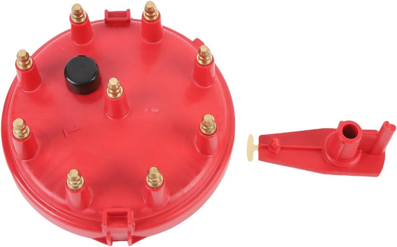 Ignition Distributor Cap Rotor Kit DC12V, Brass Terminals, Screw In, Replacement for E - 150 E - 250 - High Spark Output, Anti Crack Thermoplastic, Durable Engine Performance (Red) - Image 1