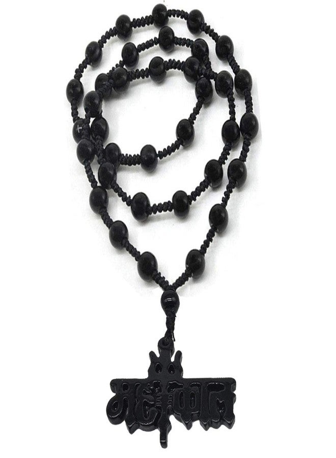 Sullery Religious Jewelry Rock Shiv Mahakal Trishul Locket with Crystal Beads Mala Black Crystal & Cotton Dori Necklace Pendant for Men and Women - Image 2