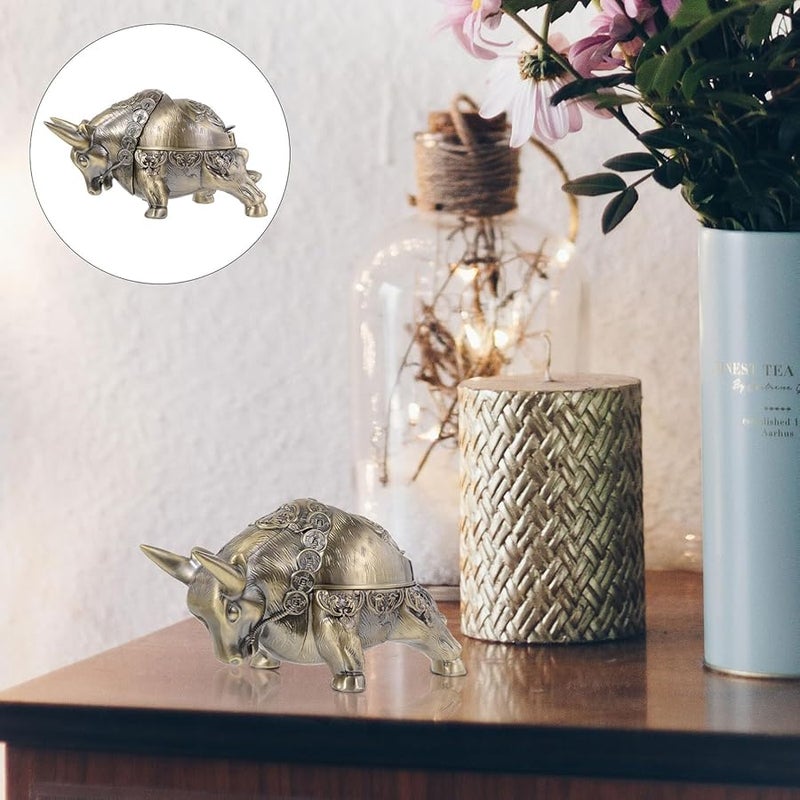 Zinc Alloy Windproof Ashtray with Lid Large Deep Smokeless Ash Holder for Home Office - Image 5