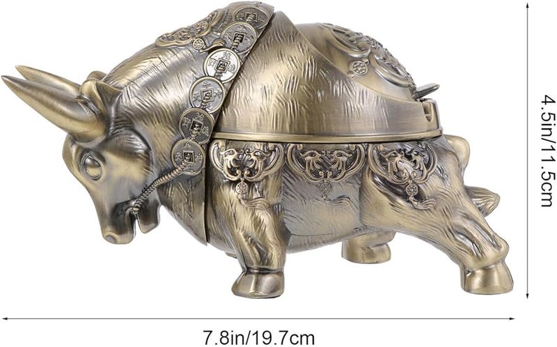 Zinc Alloy Windproof Ashtray with Lid Large Deep Smokeless Ash Holder for Home Office - Image 3