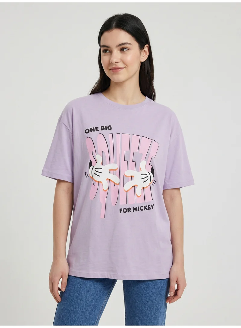 Disney  Disney Women's Graphic T-Shirt Pack of 2 | Winnie the Pooh & Mickey Mouse Casual Crew Neck Tees | Soft Cotton Short Sleeve Character T-Shirts for Women for Women | Best Price UAE