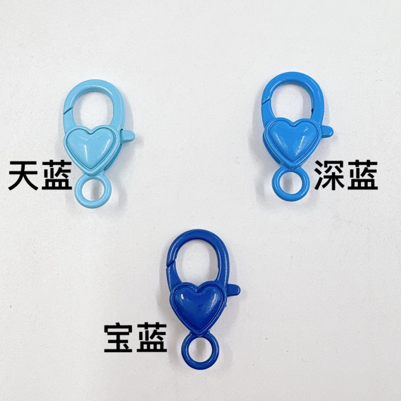 DIY Jewelry Colorful Painted Heart Lobster Clasp Retro Keychain Sapphire Blue 