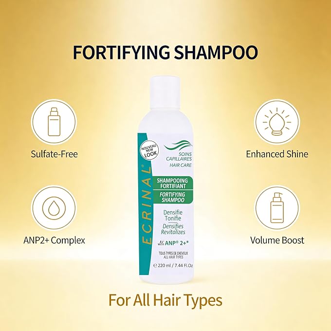 Ecrinal Sulfate-Free Fortifying Shampoo with ANP2+ for Strong, Shiny Hair Restores Volume, Suppleness, and Resistance to Dull, Weak, and Tired Hair Ideal for All Hair Types and Hair Loss - Image 3