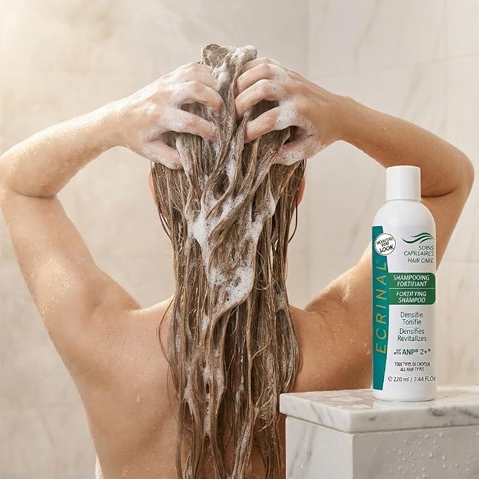Ecrinal Sulfate-Free Fortifying Shampoo with ANP2+ for Strong, Shiny Hair Restores Volume, Suppleness, and Resistance to Dull, Weak, and Tired Hair Ideal for All Hair Types and Hair Loss - Image 2