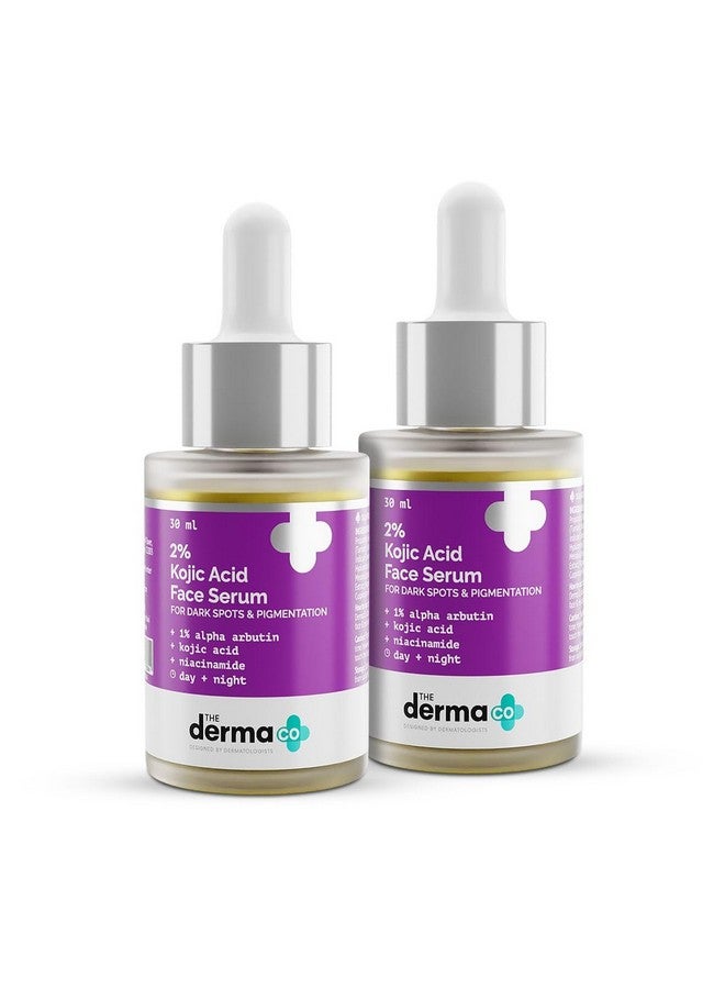 THE derma Co سيروم الوجه من ديرما كو 2% حمض كوجيك | مع 1% ألفا أربوتين ونياسيناميد | يقلل من البقع الداكنة، التصبغات والشوائب | لجميع أنواع البشرة | 30 مل × 2 - Image 1