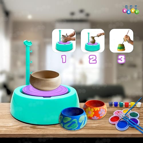 SamBaby Kids Pottery Wheel Pottery with Clay for Kids Play Game - Image 3