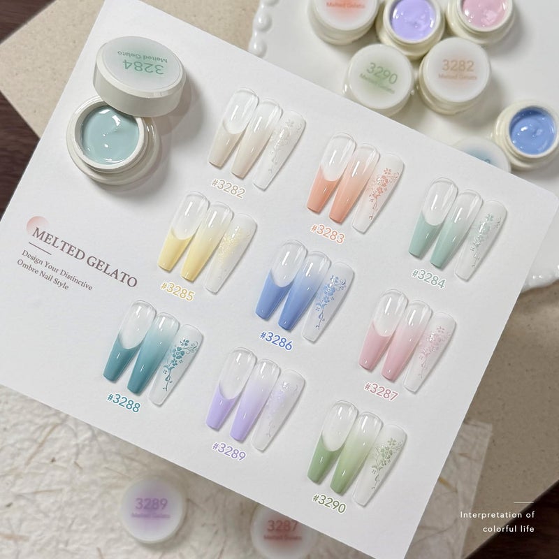 GAOY Ombre Gel Nail Polish Kit, 9 Colors UV LED Painting Gel with Sponges, Long-lasting Soak Off Pigmented Colors, Beginner Friendly Gradient & Aura Nail Art Set for Home & Salon Use, Melted Gelato - Image 5